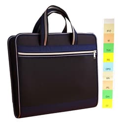 BTFLKNS Canvas Expanding Files Organizer, Waterproof Accordion File Organizer with Color Labels, A4 Size,13 Pockets File Folders with Handle, Business Document Bag Briefcase Waterproof Fabric(Black)