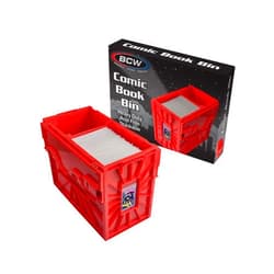 BCW Short Comic Book Bin | Holds 150 Comics | Stackable Plastic Storage | Acid-Free Organizer | Red, Single