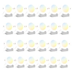 Amico 24 Pack 6 Inch 5CCT Ultra-Thin LED Recessed Ceiling Light with Junction Box, 2700K/3000K/4000K/5000K/6000K Selectable, 1000LM Brightness, Dimmable Canless Wafer Downlight, 12W Eqv 110W-ETL&FCC