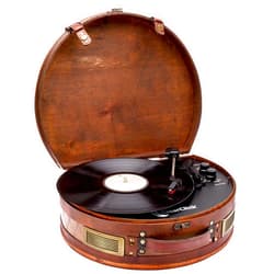 ClearClick Vintage Suitcase Turntable with Bluetooth & USB - Classic Wooden Retro Style