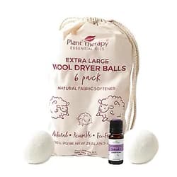 Plant Therapy Wool Dryer Balls and Sparkling Lavender Laundry Essential Oil Blend 10 mL (1/3 oz) 100% New Zealand Wool, Extra Large, Eco-Friendly, Reusable Natural Fabric Softener, All Natural