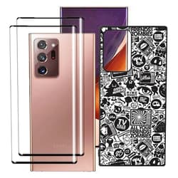 HHUAN Case Black + 2 Pack Tempered Glass Screen Protector for Samsung Galaxy Note 20 Ultra 5G (6.9