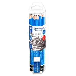 STAEDTLER Mars Lumograph Graphite Artist Pencil Pack, 12 Degrees (8B, 7B, 6B, 5B, 4B, 3B, 2B, B, HB, F, H, 2H), Mars Plastic Eraser, 61 100 P