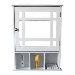 Wfinau Wall Mount Bathroom Cabinet, Wfinau Multipurpose Kitchen Medicine Storage Organizer with Mirror Single Door and Adjustable Shelves Three Compartment Over The Toilet Space Saver Storage Cabinet (White)
