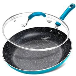 MICHELANGELO 12 Inch Frying Pan Nonstick, Nonstick Frying Pan with Lid 12 Inch, Large Frying Pan with Soft Grip Handle, 12 Inch Nonstick Skillet Pan with Stone Coating, Blue