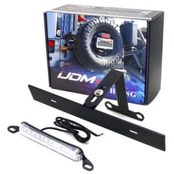 iJDMTOY Rear Spare Tire Mount License Plate Relocator Bracket w/ 12-SMD LED License Plate Light Compatible with Jeep 2018-up Wrangler JL