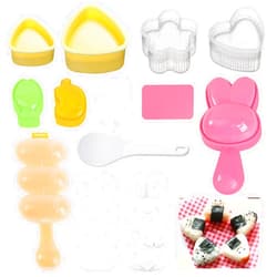 Machomby 10Pcs Rice Ball Molds, Cute Onigiri Mold DIY Sushi Molds, Rice Ball Mould Shaker Sushi Maker Tool, Animal Rice Decorating Mold, Triangle Rice Mold, Sushi Rice Molds for Home DIY Lunch Bento (A)