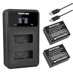 SOVOTIKO NP-W126S Battery 2-Pack and Dual Port PD Fast Charger for Fujifilm NP-W126 NP-W126S X-T100, X-T200, X100F, X100V, X100VI, X-S10,X-T10, X-T20, X-T30 II, X-Pro2, X-Pro3, X-T1, X-T2 Camera