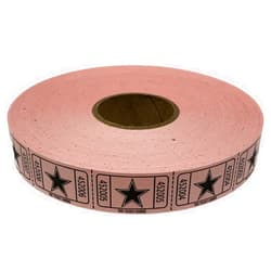 The Ticket Gurus-roll of 2000 Pink Star Tickets Single Roll Consecutively Numbered Raffle Tickets