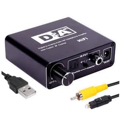 LENDAWAY 192KHz Digital to Analog Audio Converter with Volume Adjustment, Optical/Toslink SPDIF/Coaxial to Analog Stereo RCA & 3.5mm Jack Converter for PS4 TV Home Cinema with Optical Coaxial USB Power Cable