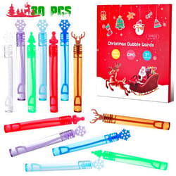 Genuvi Christmas Mini Bubble Wands Party Favors for Kids 30PCS Bubbles in Bulk for Classroom Prizes Christmas Stocking Stuffer Goodie Bags Stuffer Christmas Toys Outdoor Gifts for Toddlers Girls Boys