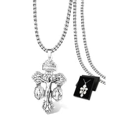 Orgcity Pardon Cross Milagrosa Medalla Pendant Necklace for Women Men Christian Easter Gifts, Cruz Del Perdon Catolica with St Benedict and Milagrosa Medal, Cruz De Caravaca,Regalo Religioso Católico De Para Hombres Y Mujeres