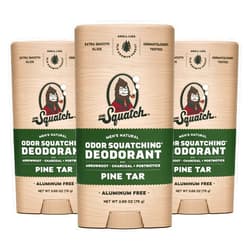 Dr. Squatch Natural Deodorant for Men - Odor-Squatching Aluminum Free - Pine Tar (2.65 oz, 3-Pack)