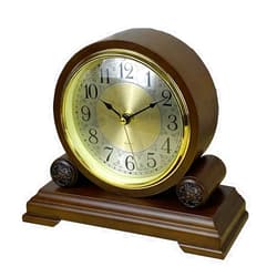CHIRAY Mantel Desk Clock Battery Operated - Wooden Chime Mantle Clock for Living Room Decor Above Fireplace Mantel, Office, Shelf & Home Décor Gift - Silent Wood Table Clock - Easy to Read 9x8.5 Inch