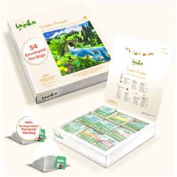 LAZİKA Lazika Green Tea Variety Pack with Lovely Presentation Box, 54 Counts, Green Tea Assortment Gift Set, Premium Collection with Pyramid Infuser Bag, Early Harvest, Handcrafted