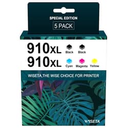 Wiseta Compatible Ink Cartridge Replacement for HP 910XL (Black, Cyan, Magenta, Yellow 5 Pack)