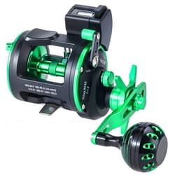 Sougayilang Line Counter Trolling Reel Graphite Body Fishing Reel Durable Stainless-Steel and Brass Gears, Powerful Carbon Disc Drag