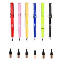LASULEN 6pcs Inkless Pencils Eternal, Everlasting Pencil Replaceable Head, Infinite Pencil, Inkless Pen, LifeLong Pencil, Technology Unlimited Writing Eternal Pencil No Ink