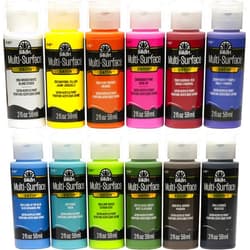 FolkArt PROMO830 Multi Satin Finish Acrylic Craft Paint Set Designed for Beginners and Artists, Non-Toxic Formula That Works on All Surfaces, 2 oz, 2 Fl Oz (Pack of 12), 12 Colors May Vary, 24