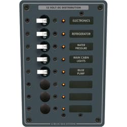 Blue Sea Systems 8023 Traditional Metal DC Panel - 8 Positions Black