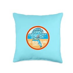 St George Island State Park FL Vacation Souvenirs St. George Island State Park Florida FL Shark Fin Vacation Throw Pillow, 16x16, Multicolor
