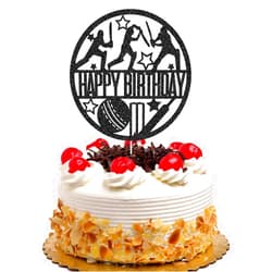 QXQXBA Cricket Happy Birthday Cake Topper Sport Theme Birthday Party Decorations for Boys Men Black Glitter