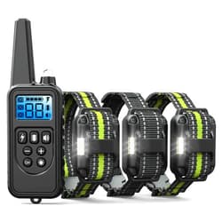 FunniPets Dog Training Collar 3 Pack - 2600Ft Dog Shock Collar with Remote Control Waterproof E Collar for Dogs Training with Beep Vibration Shock Flashlight (3 Pack, 2 Green+Black)