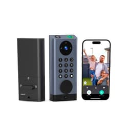 Anweller Smart Door Lock for Front Door, Anweller WiFi Deadbolt with Camera and Video Doorbell, Fingerprint Keyless Entry Door Lock with Code Keypad, Biometric Electronic Digital Exterior Door Lock