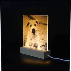 QOMOLANGMA LED Lights Display Base Blanks for Engraving Wooden Led Lamp Base USB Cable Switch Modern Night Light Acrylic 3D Led Night Lamp Assembled Base + Acrylic (Warm White)