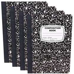 Emraw Composition Books Black & White Marble Style Durable Cover Notebooks Wide Ruled Ruled Paper 100 Sheets Writing Book for school and journaling (Pack of 6)
