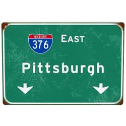 Bakaevsm Tin Sign Retro East Pittsburgh Interstate 376 Road Signage Sign Bar Club Restaurant Wall Decoration 18x12 Inches