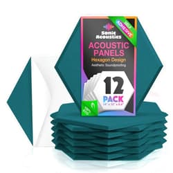 Sonic Acoustics Self-Adhesive 12 Pack Hexagon Acoustic Panels, 14