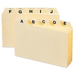 Smead 55076 Self-Tab Card Guides Alpha 1/5 Tab Manila 5 x 3 25/Set