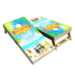 BackYardGamesUSA Tropical Series - Premium Cornhole Boards w Cupholders and a Handle - Includes 2 Regulation 4' x 2' Cornhole Boards w Premium Birch Plywood and 8 Cornhole Bags (Tropical 728)