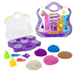 Kinetic Sand, Variety Case with Beach, Neon & Shimmer Play Sand (2lbs) & 5 Tools, Storage, Sensory Toys for Kids, Back to School Classroom Must Haves