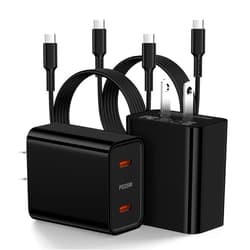 Inibak 25w Fast Dual USB Plug Type C Charger for Google Pixel 8a 8Pro 8 9 9Pro XL 7Pro 7a 6Pro, USB C Charger Block Dual Port Outlet Brick Power Adapter+6FT USB C to C Cable Cord for iPhone 16/15, Galaxy A16