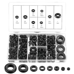 Bnnrjia 300 Pcs Rubber Grommets Kit, Rubber Wire Grommets, Rubber Hole Grommet Gaskets, Hollow Firewall Hole Plug Grommets for Wiring Plumbing Automotive - 8 Sizes, 1/4