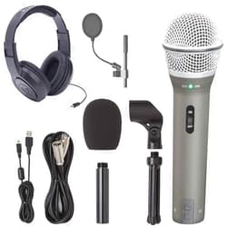 Samson Q2U Recording & Podcasting Pack SR350 Over-Ear Stereo Headphones + Pop Filter & Foam Windscreen