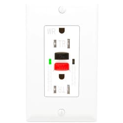 POWAWINI GFCI Outlet 15 Amp, UL Listed, Self-Test, LED Indicator, Weather Resistant, Tamper-Resistant Receptacle with Decor Wall Plates and Screws, Indoor or Outdoor Use, Red/Black Button