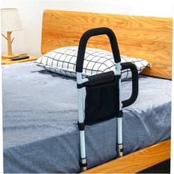 LEACHOI Bed Rails for Elderly Adults - Bed Assist Rail with Dual Grab Handles for Easily Getting in & Out of Bed, Bed Rail with Storage Pocket, fits King, Queen, Full, Twin, 300lbs