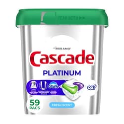 Cascade Platinum + Oxi Dishwasher Pods, Dishwasher Detergent, Dish Detergent Soap, Fresh, 59 Count