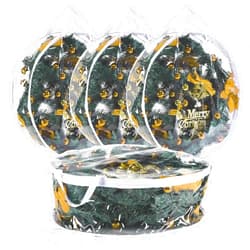 SENENQU 4 PCS Clear Wreath Storage Bag, 24x8 Inch Christmas Wreath Storage Container, Heavy Duty PVC Wreath Protector with Handle for Xmas Holiday Seasonal Wreath Garland (White)