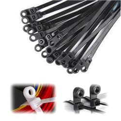 Poouty Self-Locking Cable Tie, 2024 New Zip Ties Heavy Duty Zip Ties Reusable Cable Zip Ties, Sturdy Wire Ties Thick Outdoor Plastic Zip Ties Cord Ties Wraps for Home Office Garden (5.9''Black100pcs)