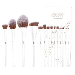 Jessup Makeup Brushes Set 14pcs Make up Brushes Premium Synthetic Foundation Concealer Blush Contour Powder Eye Shadow Blending Brush, Pearl White T343
