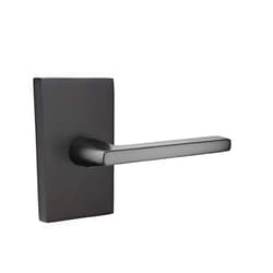 Emtek Passage Set, Modern Rectangular Rosette, Helios Lever, Flat Black, RH