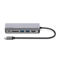 Belkin USB C Hub, 6-in-1 MultiPort Adapter Dock with 4K HDMI, USB-C 100W PD Pass-Through Charging, 2 x USB A, Gigabit Ethernet Ports and SD Slot for MacBook Pro, Air, iPad Pro, XPS and More