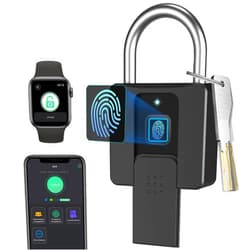 ELinkSmart Key Padlock with Fingerprint Bluetooth App eLinkSmart Combination Lock: Large Padlock for Truck Gate Footlocker Gym Locker Outdoor ​Waterproof Heavy Duty Support iOS Watch