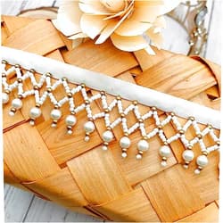 GorinsKani 1Yard White Black Silk Tassel White Black Silk Tassel Fringe Trim Beads Lace Trim Embroidery Lace Fabric Sewing Material Tassels (Platinum)