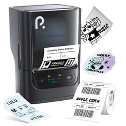 POLONO PM220S Label Maker Machine with Tape, 2 Inch Bluethooth Portable Thermal Label Printer for Small Business, Office, Home, Address, Logo Label, Sticker Printer for Phone/Tablet/PC, Black