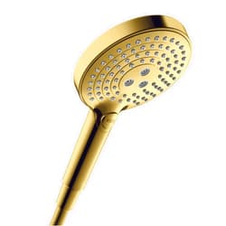 AXOR ShowerSolutions 5-inch Modern Handheld Shower Head 3-Spray PowderRain, Full and Massage in Polished Gold Optic, 26053991